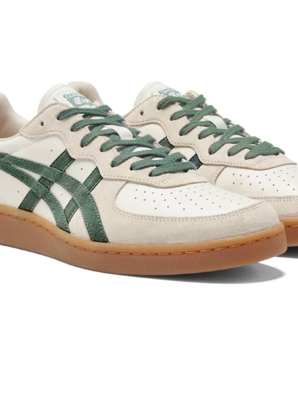 Men’s Tigers White Sneakers with Teal Stripes and Gum Sole